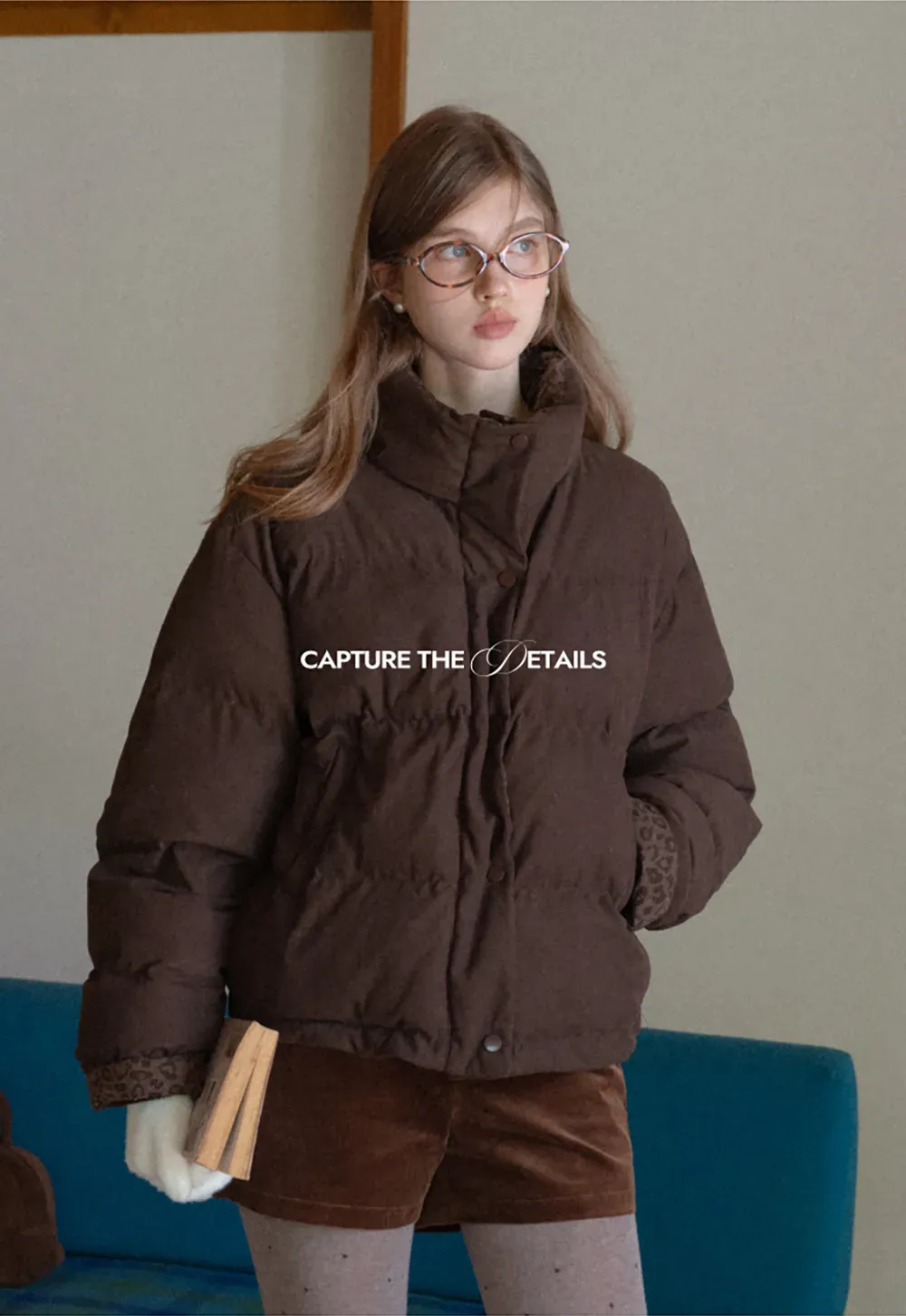 Short Puffer Jacket with High Neck