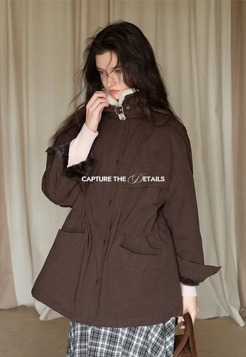 Faux Shearling Collar Utility Jacket