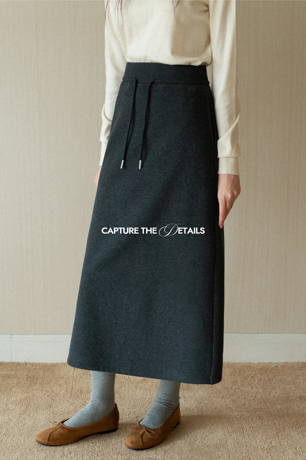 Drawstring Waist Midi Skirt for Women