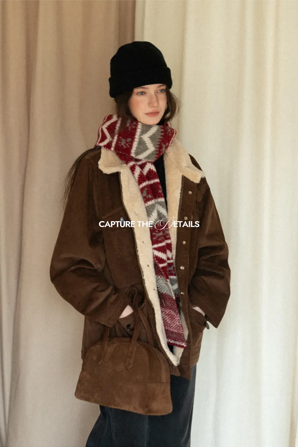 Stylish Fair Isle Patterned Long Knitted Scarf