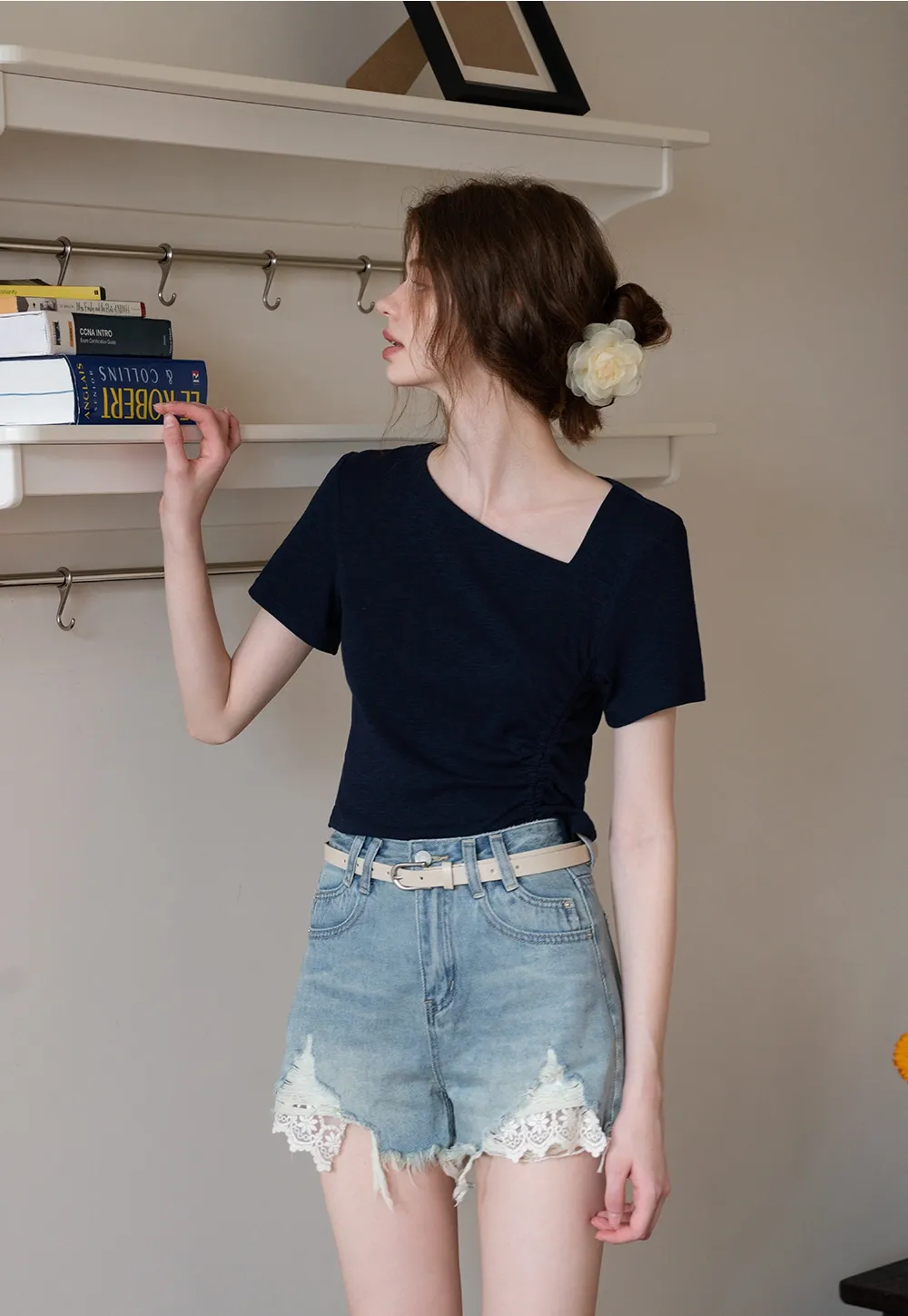 Asymmetrical Ruched Crop Top