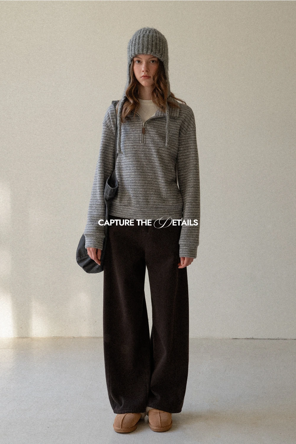 Loose Fleece-Lined Jeans with Tassel Belt