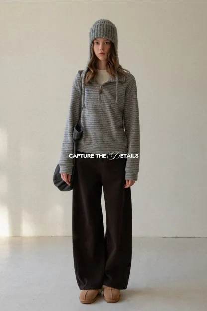 Loose Fleece-Lined Jeans with Tassel Belt