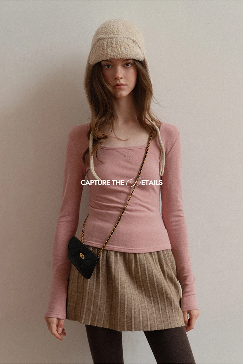 Zip Sweater and Pleated Skirt Combo