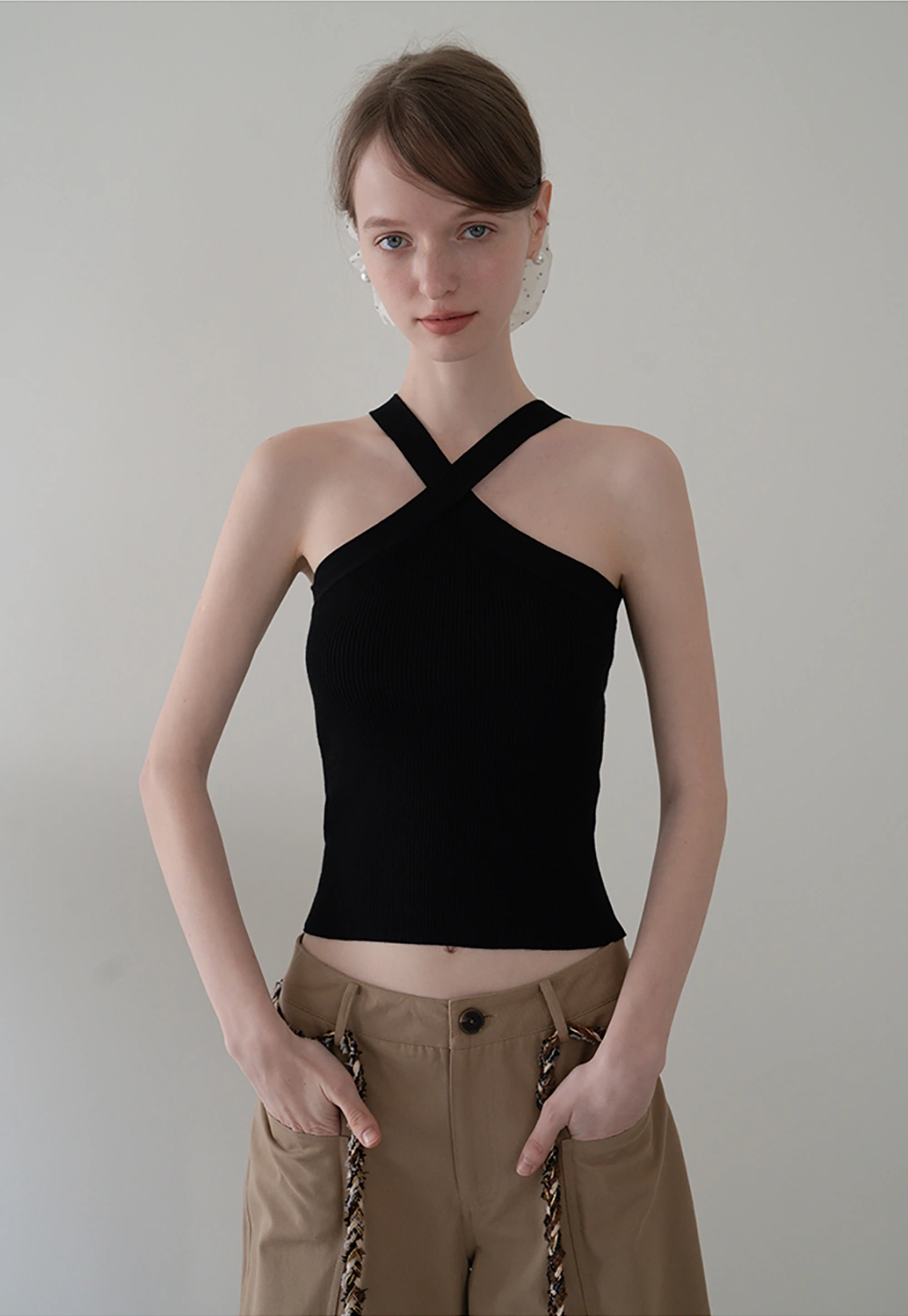 Wide-Leg Trousers with Braided Drawstring Detail