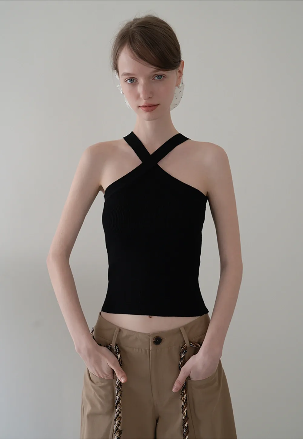 Wide-Leg Trousers with Braided Drawstring Detail