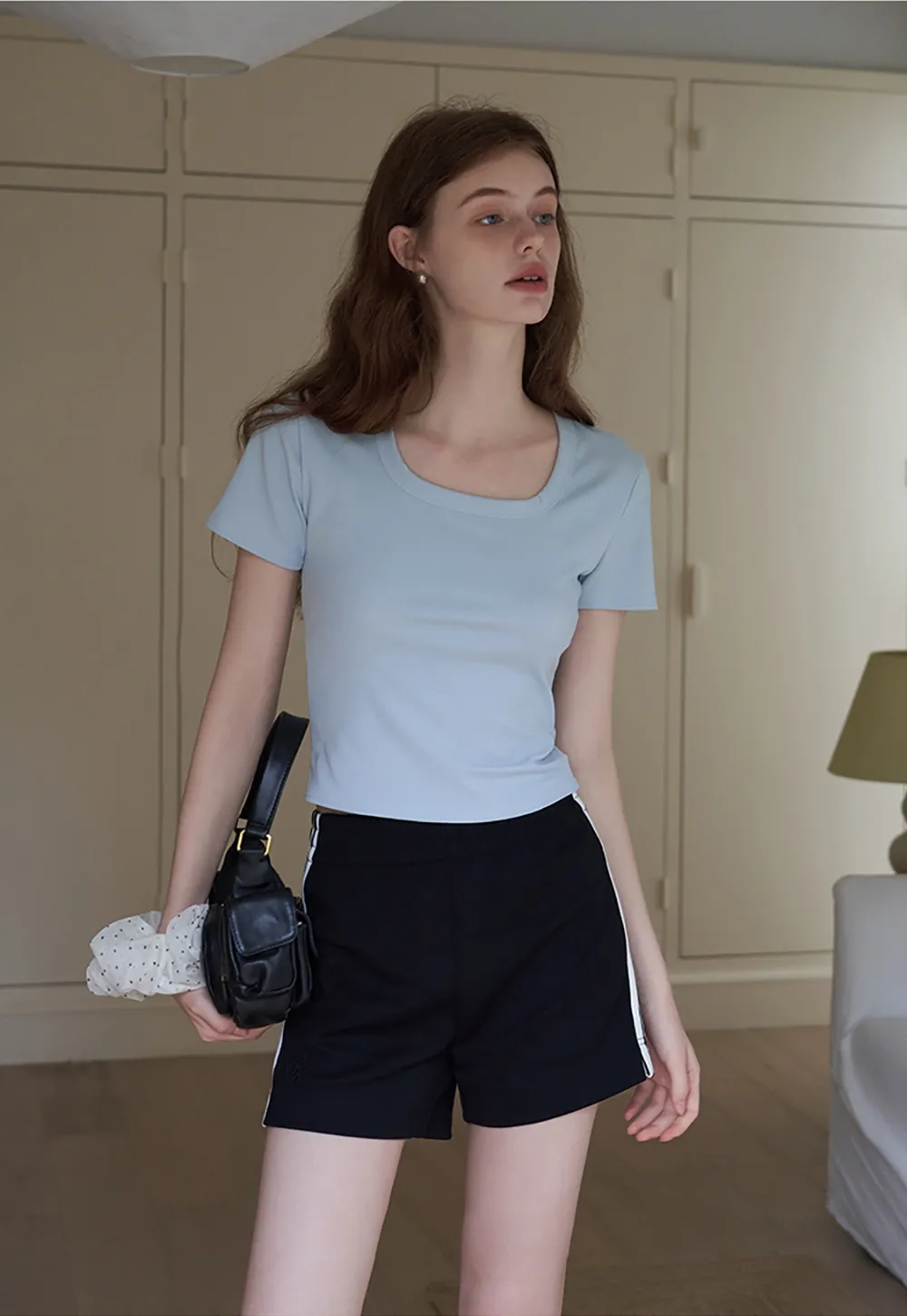 Women's Solid Square Neck Fitted T-Shirt And Tank Top