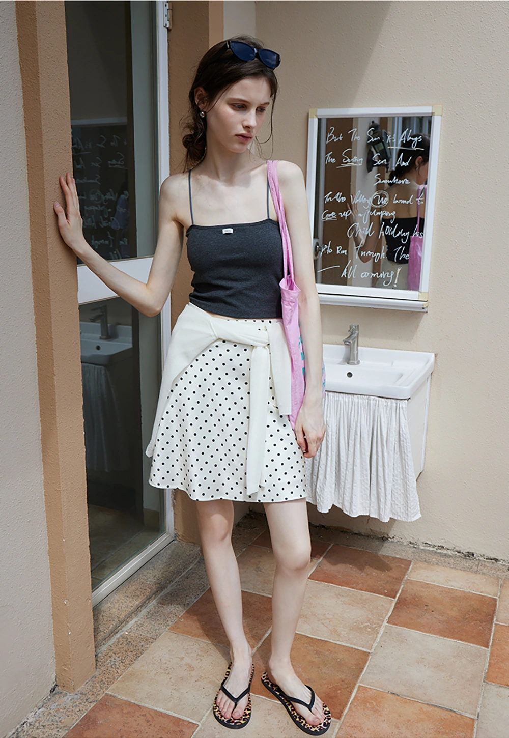 Women’s High Waist Polka Dot A-Line Mini Skirt