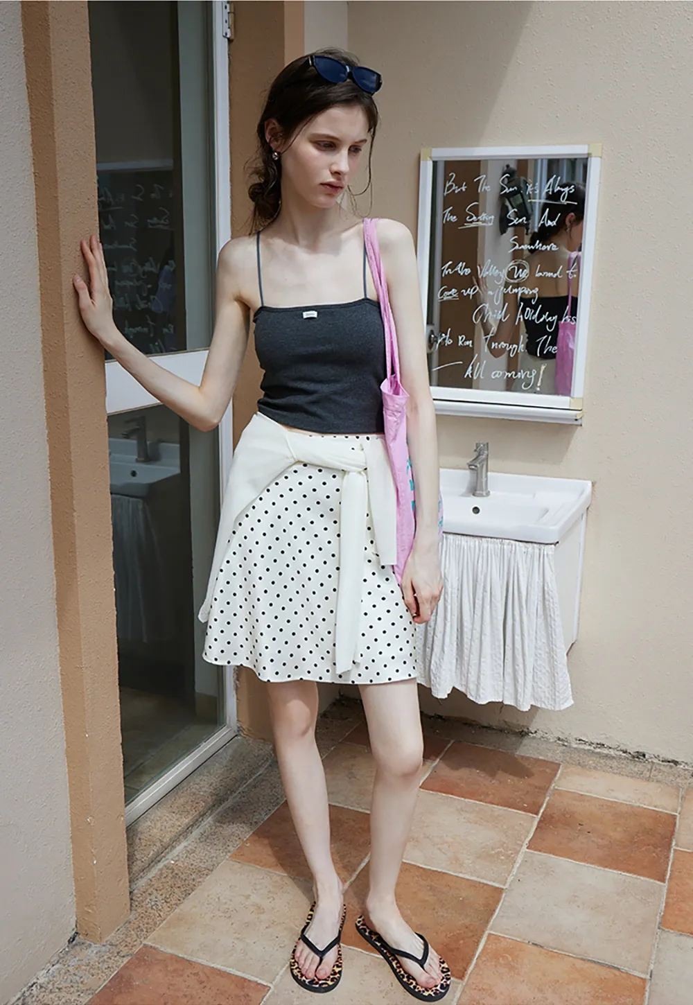 Women’s High Waist Polka Dot A-Line Mini Skirt