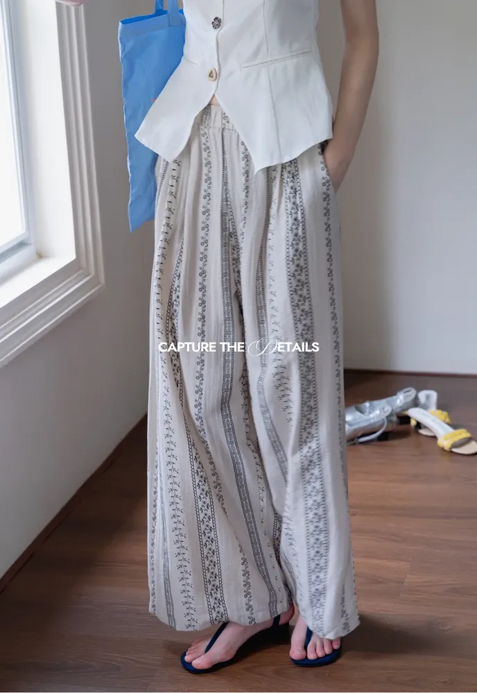 Women’s Boho Stripe Wide-Leg Palazzo Pants