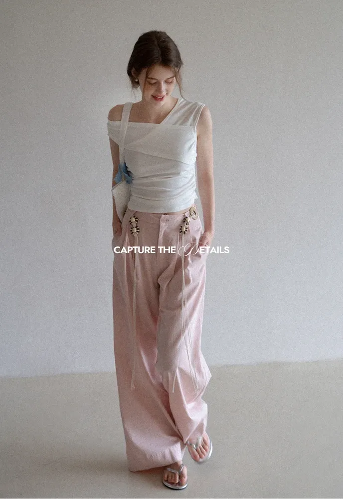 Women’s Cross-Strap One-Shoulder Ruched Top