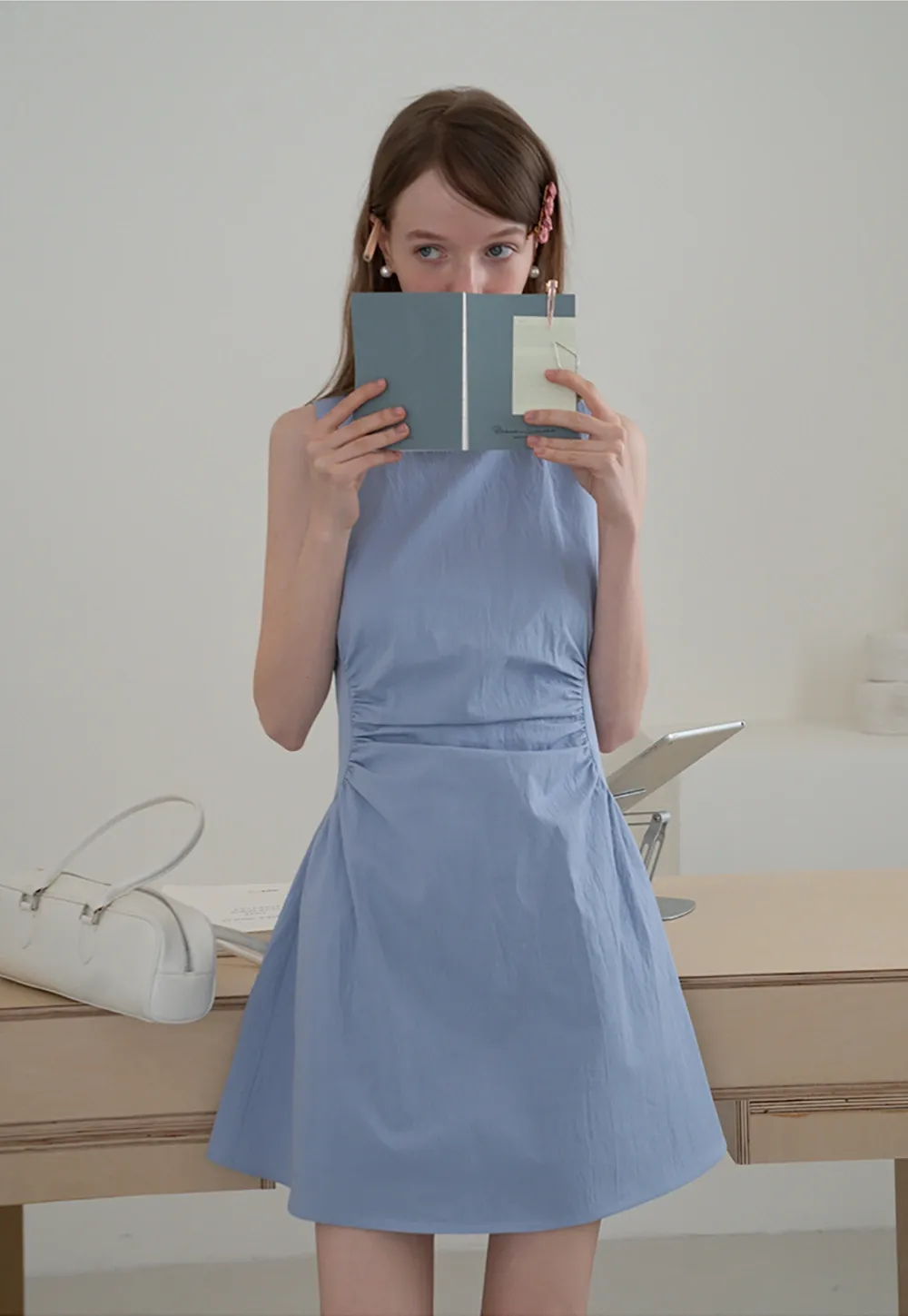 Sleeveless Ruched Waist A-Line Mini Dress