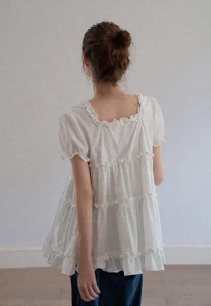 Women’s Square Neck Ruffle Babydoll Blouse