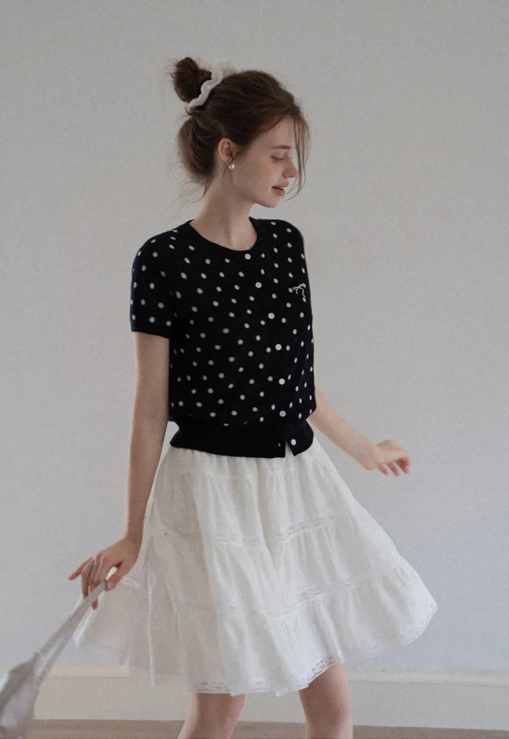 Women's Ruched Button Front Knit Top