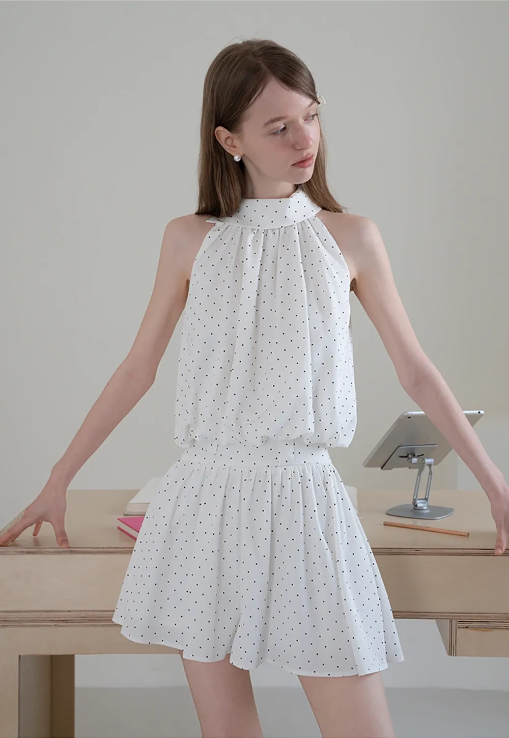 Polka Dot Halter Top and Flowy Skirt Set