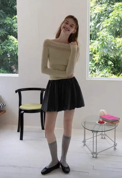 Drawstring Bubble Mini Skirt