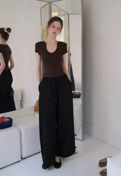 Drawstring Wide-Leg Pants