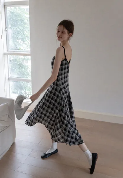 Plaid Handkerchief-Hem Cami Dress