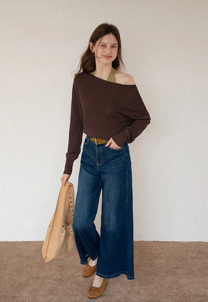 Off-Shoulder Knit Sweater