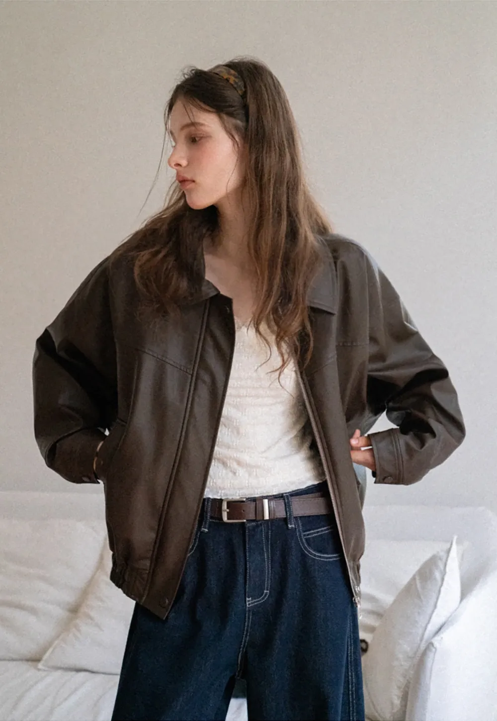 Women's Lace Trim Textured V-Neck Long Sleeve Top