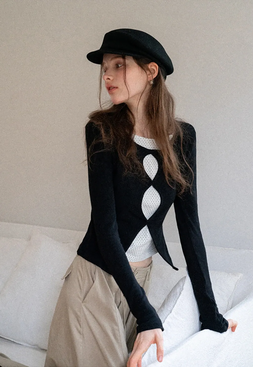 Women's Cut Out Front Long Sleeve Top