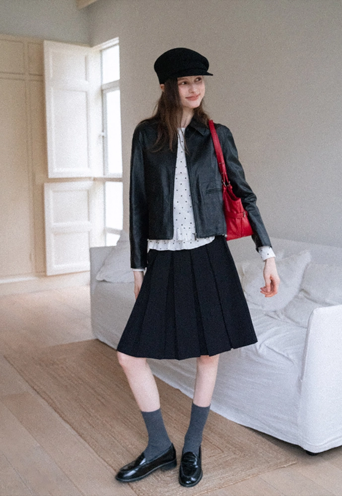 Belted Pleated Mini Skirt