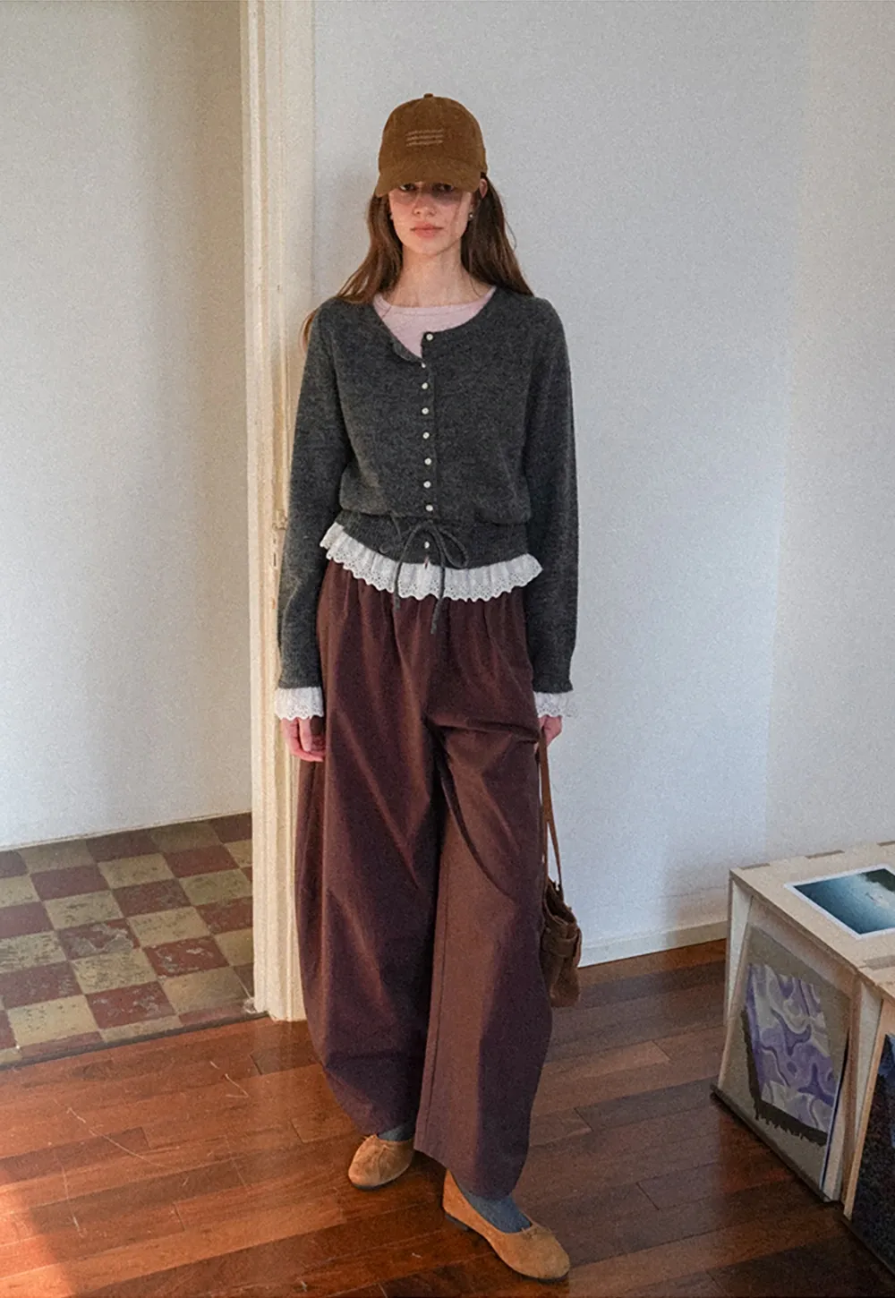 WomensElastic Waist Wide Leg Pants