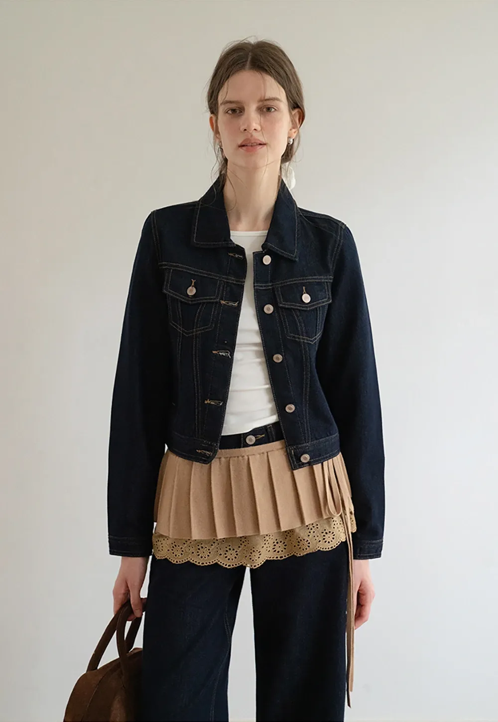 Womens Denim Jacket and Wide Leg Jeans Set