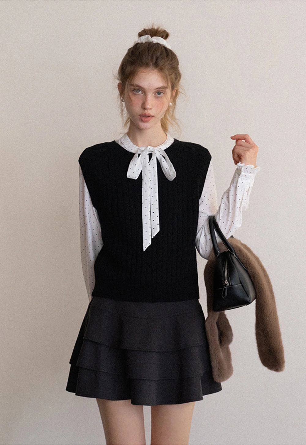 Womens Solid Color Ribbed Sweater Vest