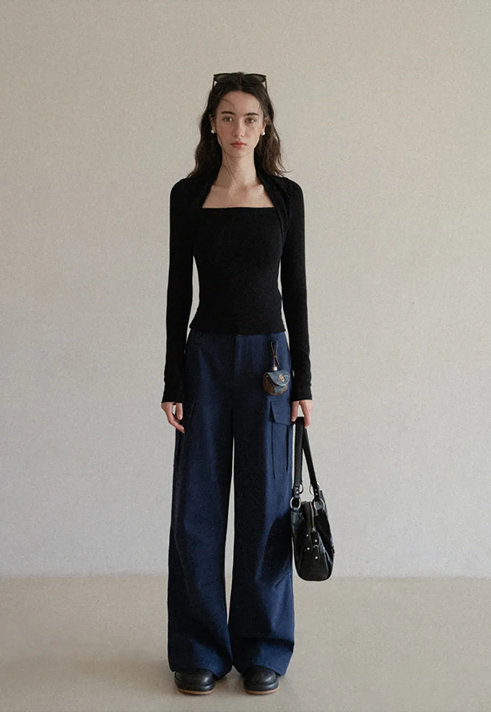 Womens Wide Leg Cargo Pants with Pockets