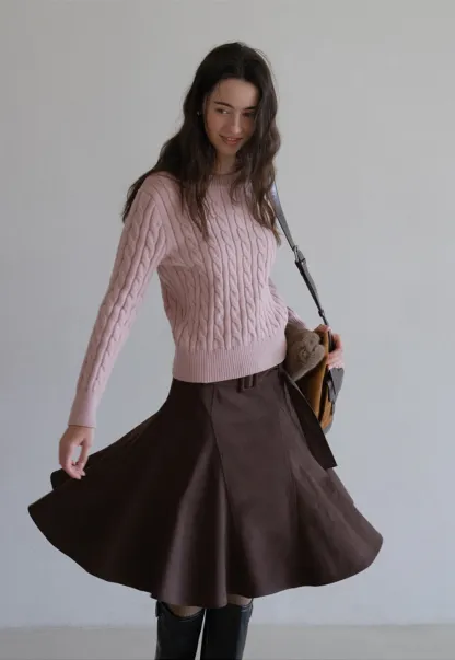 Womens Vintage Suede A-Line Skirt