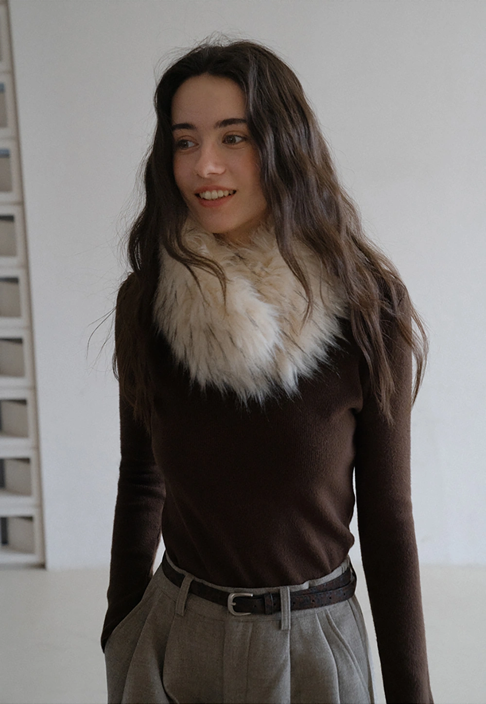 Cozy Maillard Vibes Fur Collar Scarf