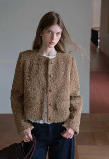Fuzzy Button Up Jacket