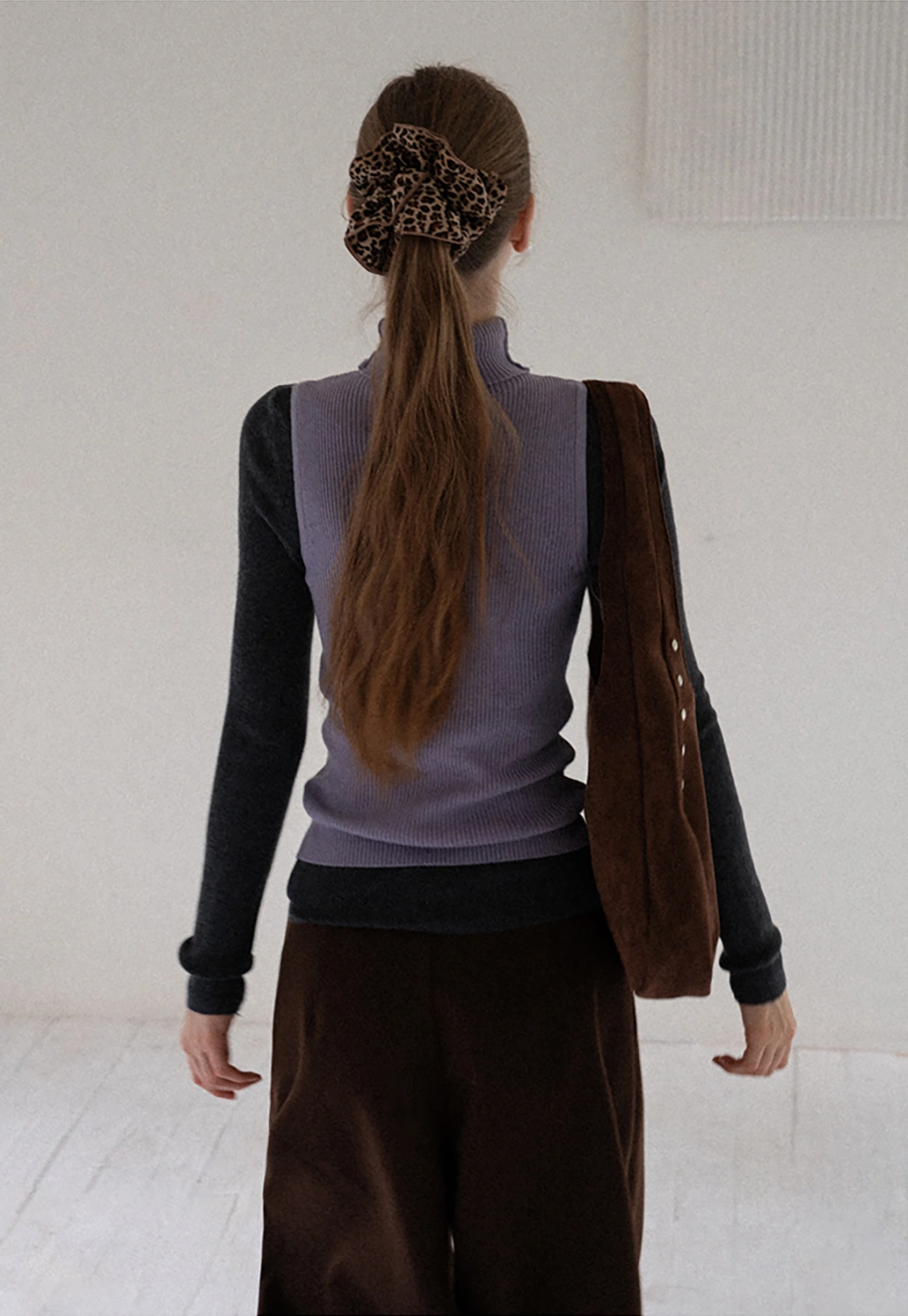 Womens Color Block Turtleneck Knit Top