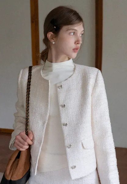 Women Cream White Lace Cuff High Neck Tee