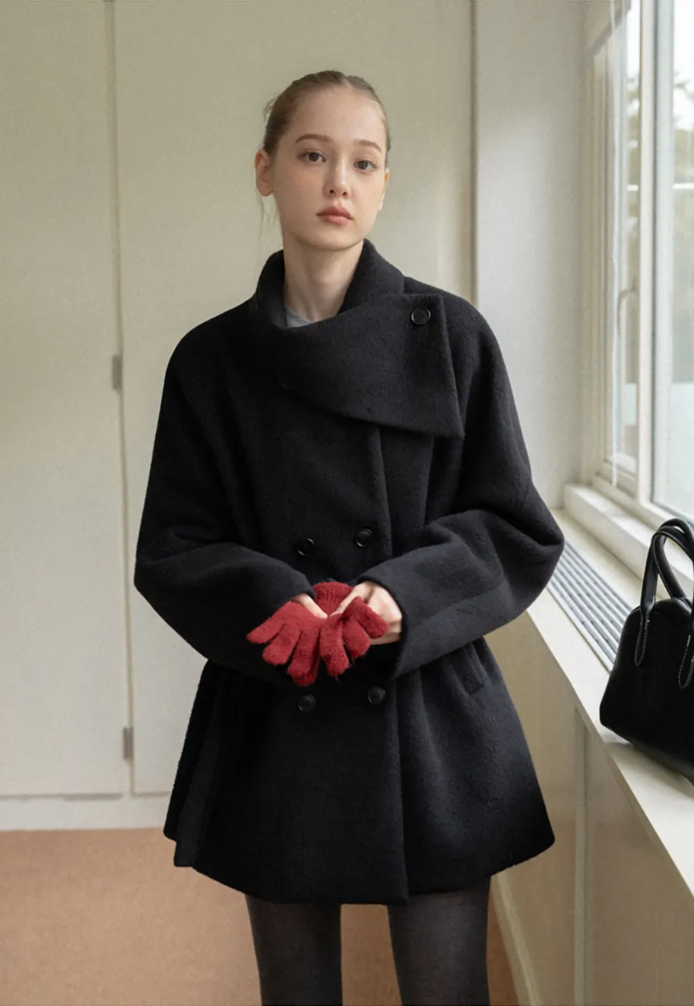 Belted Double Breasted Wool Coat
