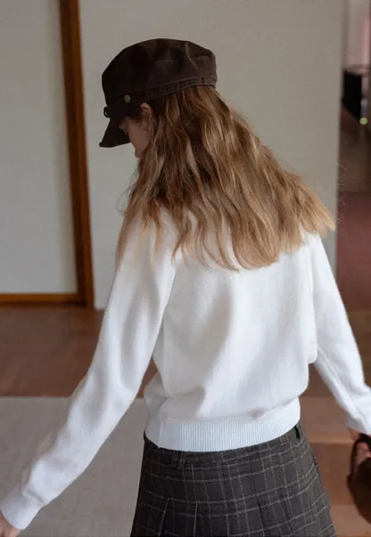 Womens Knit Sweater with Tie Neck