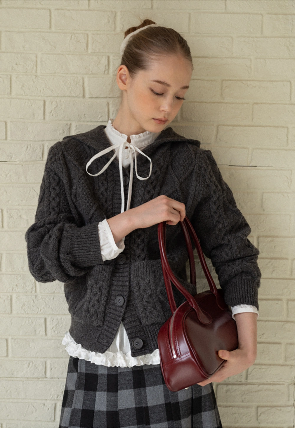 Classic Cable Knit Cardigan with Hood and Button Closure