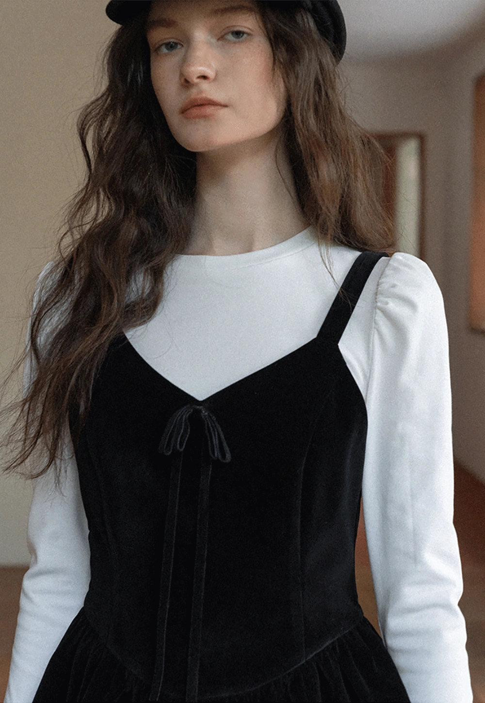 Women White Long Sleeve Top with Puff Sleeves