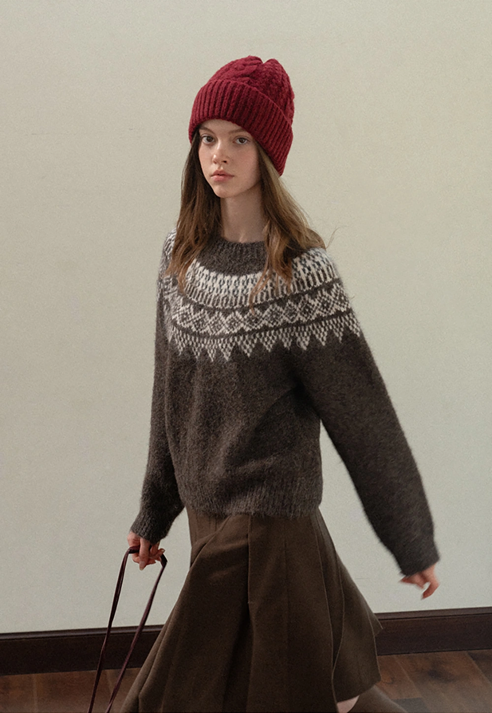 Women Warm Round Neck Nordic Style Sweater