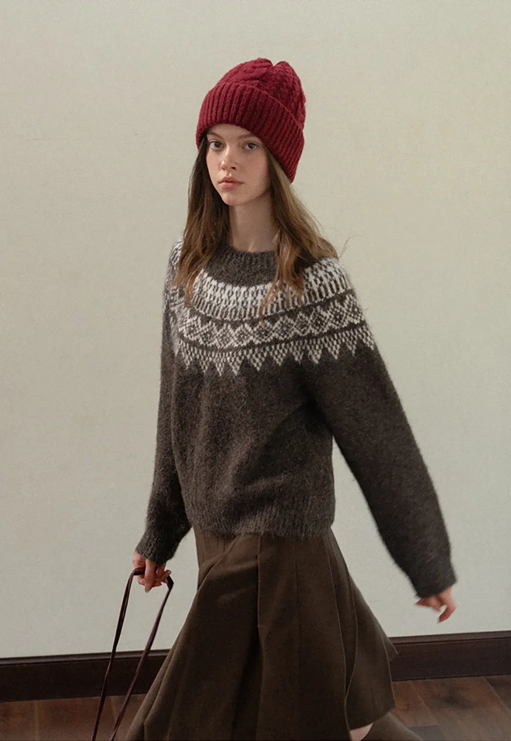 Women Warm Round Neck Nordic Style Sweater