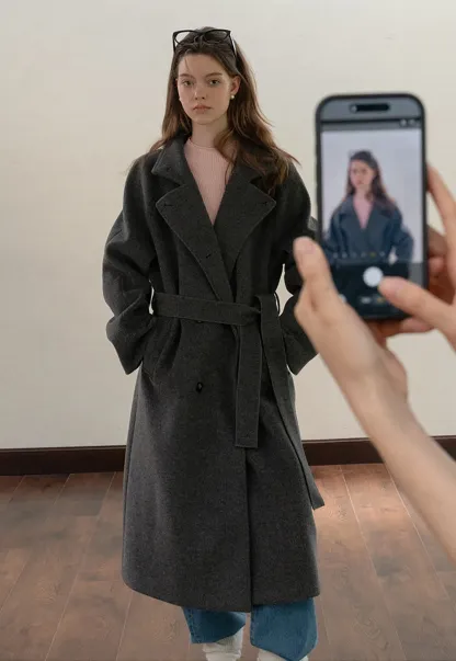 Stand-Collar Ribbed Fleece Knit Top