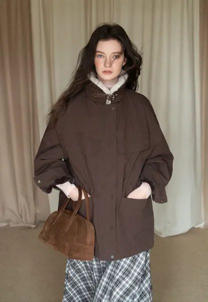 Faux Shearling Collar Utility Jacket