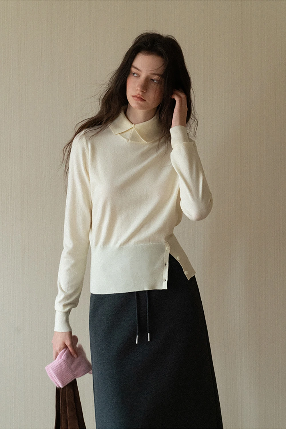 Drawstring Waist Midi Skirt for Women