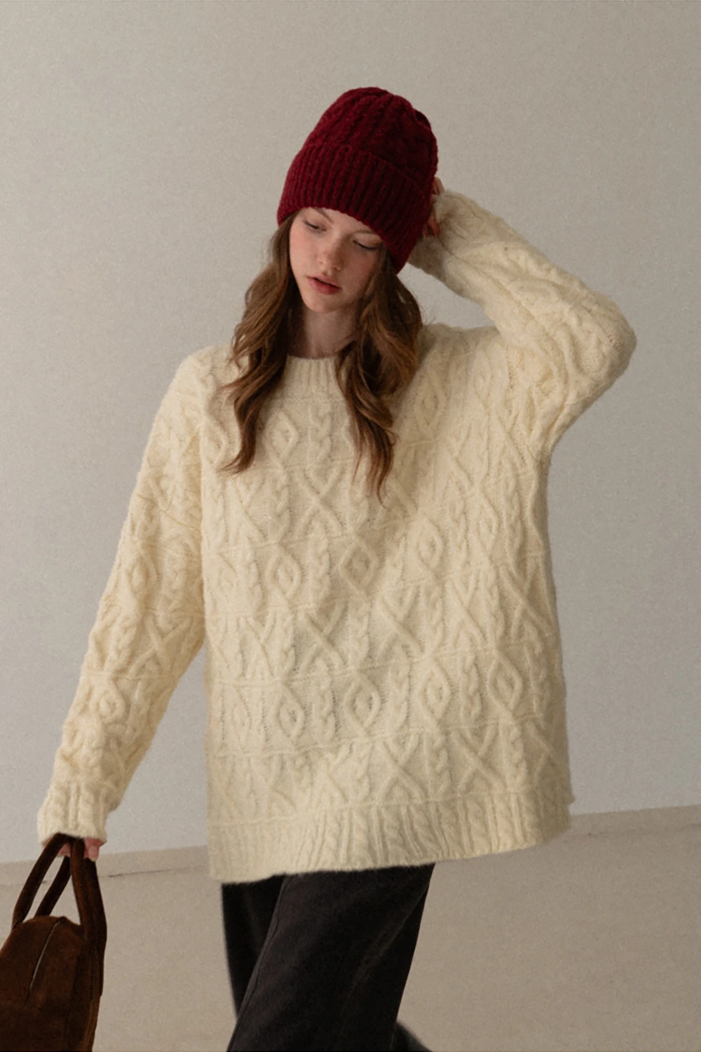 Cable Knit Diamond Pattern Sweater