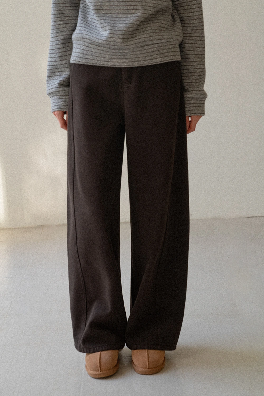 Loose Fleece-Lined Jeans with Tassel Belt