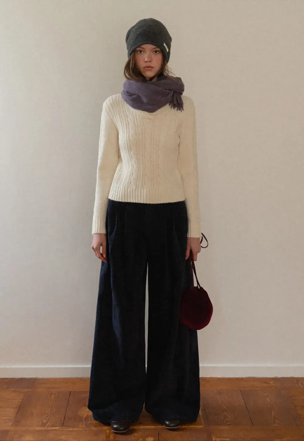 Velvet Wide-Leg Trousers