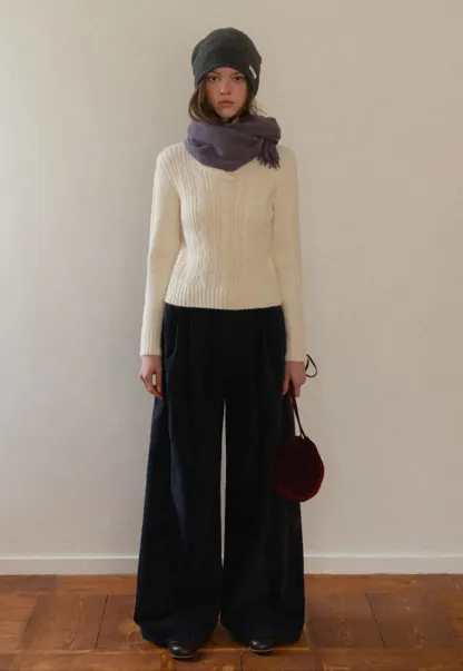 Velvet Wide-Leg Trousers