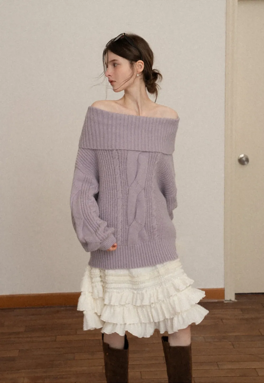 Women White Ruffled Skirt with Tiered Design