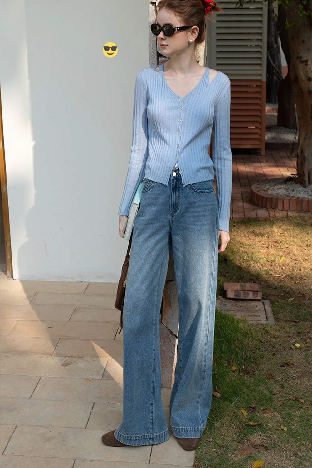 Ribbed Long Sleeve Knit Top